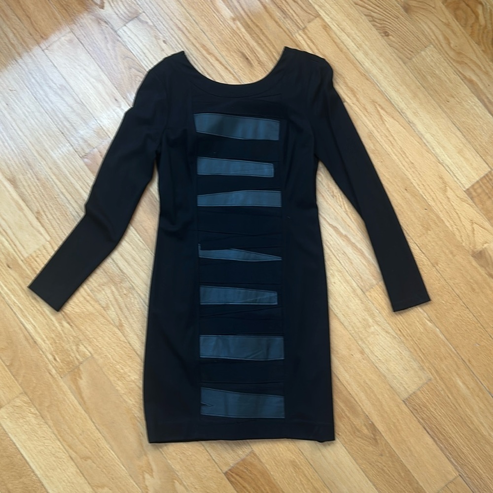 Black Long Sleeve Bateau Neck Bodycon Dress